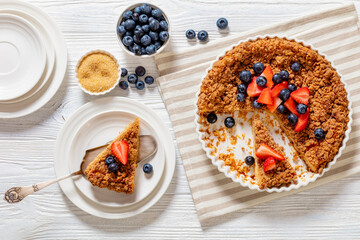 cinnamon baked french toast pie with berries