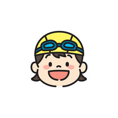 水泳　子ども　顔　イラスト　女の子
