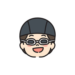 水中メガネをつけた女性のイラスト
