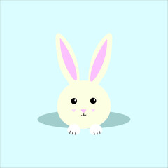 easter bunny vector image, easter bunny head, cute bunny on blue background