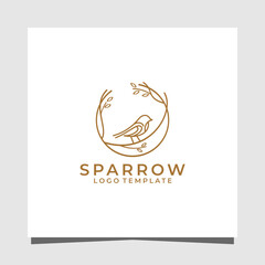 Sparrow line art minimalist  premium logo design template