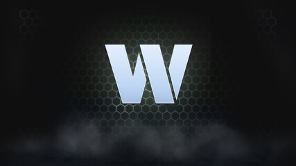 Letters Effect on hexagon and smoke background. Abstract background. Alphabet background