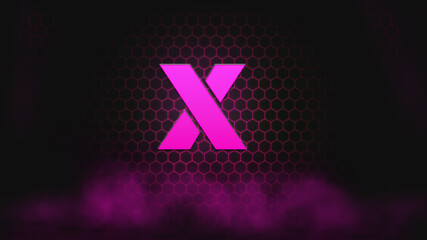 Letters Effect on hexagon and smoke background. Abstract background. Alphabet background