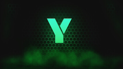 Letters Effect on hexagon and smoke background. Abstract background. Alphabet background