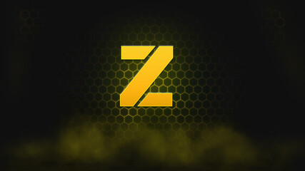 Letters Effect on hexagon and smoke background. Abstract background. Alphabet background