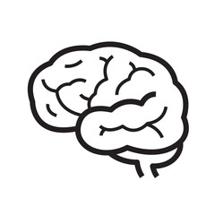 simple icon human brain, black thin line on a white background.
