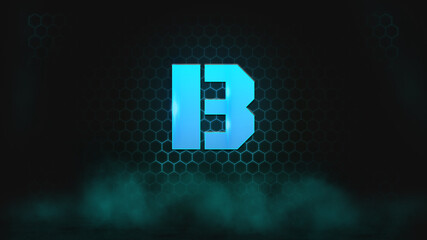 Letters Effect on hexagon and smoke background. Abstract background. Alphabet background