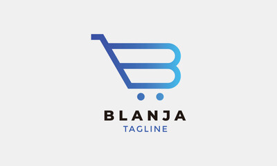 Logo vector letter B trolly style minimalist logotype shopping concept