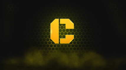 Letters Effect on hexagon and smoke background. Abstract background. Alphabet background