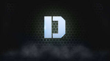 Letters Effect on hexagon and smoke background. Abstract background. Alphabet background