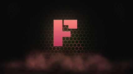 Letters Effect on hexagon and smoke background. Abstract background. Alphabet background