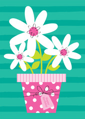 birthday greeting card with cute flower design