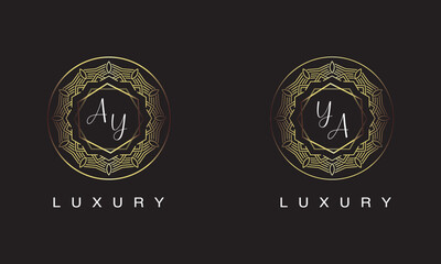 Fototapeta premium AY and YA luxury logo design.