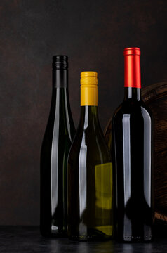 White and red wine bottles