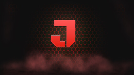 Letters Effect on hexagon and smoke background. Abstract background. Alphabet background