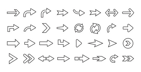 Set of line arrow icons. Modern simple arrows for web design