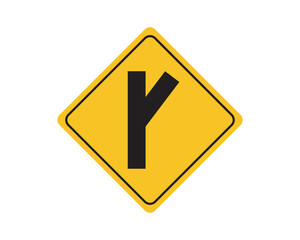 Merges right traffic road sign. Merges right traffic. Merging traffic from right.