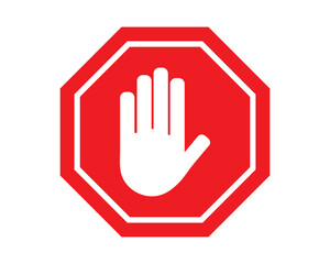 Obraz premium Stop sign with hand icon. No entry stop with hand icon.