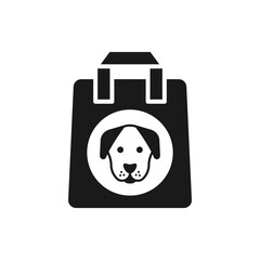 Pet shop. Bag with dog head icon flat style isolated on white background. Vector illustration