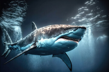 Naklejka premium The Mighty White Shark. Generative Ai