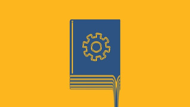 Blue User manual icon isolated on orange background. User guide book. Instruction sign. Read before use. 4K Video motion graphic animation