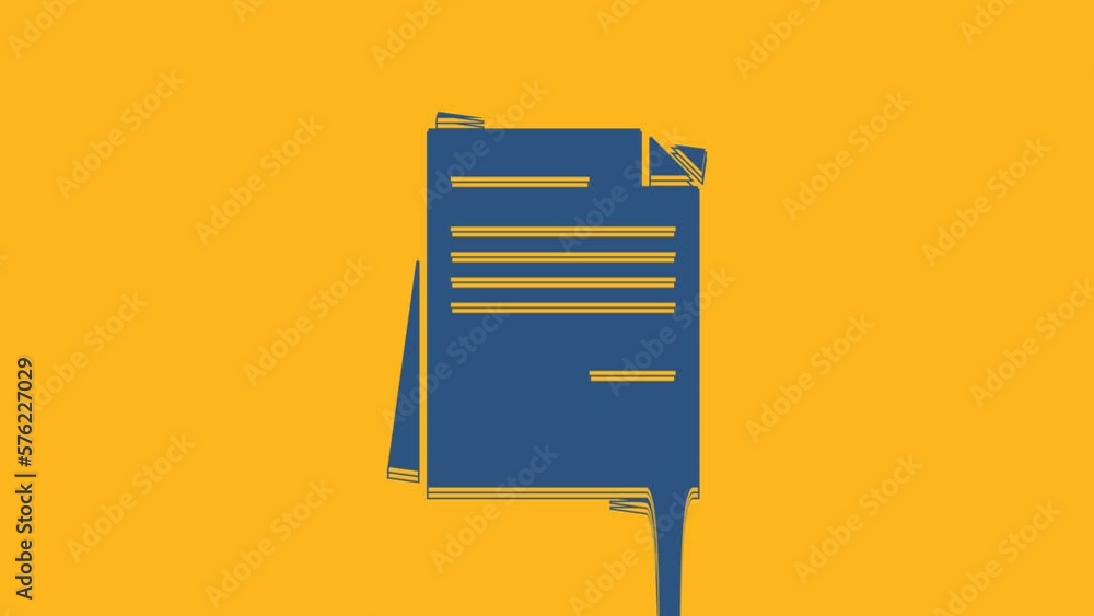 Wall mural Blue File document icon isolated on orange background. Checklist icon. Business concept. 4K Video motion graphic animation