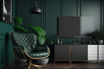 Sleek and Stylish Living Room: Modern Interior Design with Armchair and TV Cabinet



