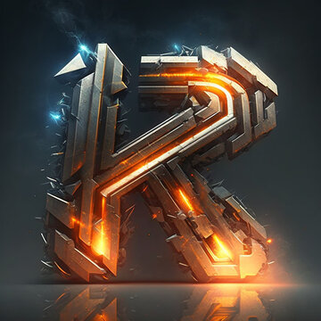 R Robotic letter made with AI