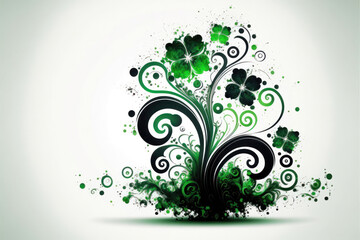 St. Patrick's Day Luck with Four-Leaf Clovers. Generative Ai