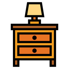bedside table filled outline icon style