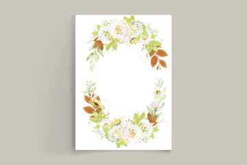 white roses ornament floral wedding card set
