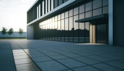Fototapeta premium Contemporary triangle shape design modern Architecture building exterior with glass Generative AI