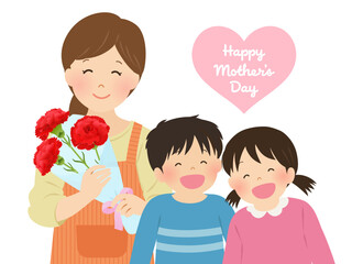母の日の親子イメージ_ベクターイラスト