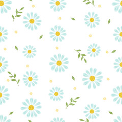 Cute daisies with cute flowers print for clothes, wrapping paper, phone cases. Seamleess flowers pattern