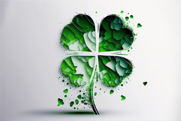 St. Patrick's Day Luck with Four-Leaf Clovers. Generative Ai