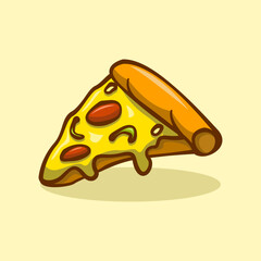 pizza slice illustration concept in cartoon style
