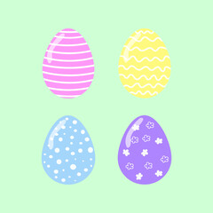 set of eater eggs, set of colorful eggs with different patterns
