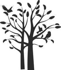 Tree icon, plant icon black vector