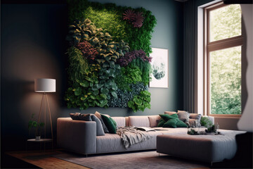 Bringing Nature Indoors: A Vertical Wall Garden for Your Interior. Generative Ai