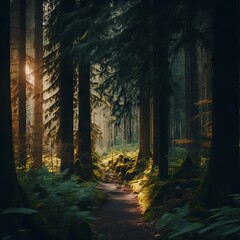 forest at night Generative AI