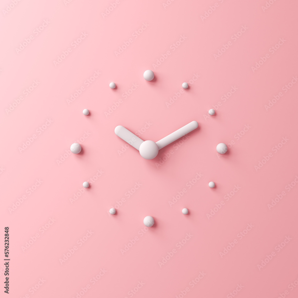 Aufkleber Sweet abstract clock time creative idea concept isolated on pink pastel color wall background with shadow minimal conceptual 3D rendering