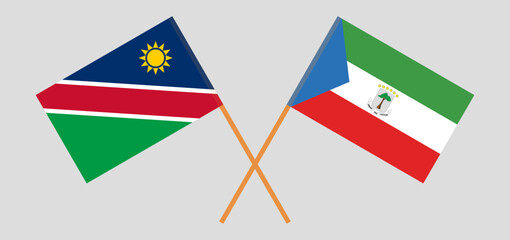 Crossed flags of Namibia and Equatorial Guinea. Official colors. Correct proportion