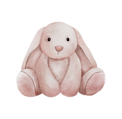 cute isolate bunny or rabbit watercolor illustration cartoon for baby and kids