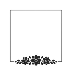 Floral frame template. Square border with hand drawn flower pattern. Vector border with space for text.