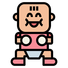 baby filled outline icon style