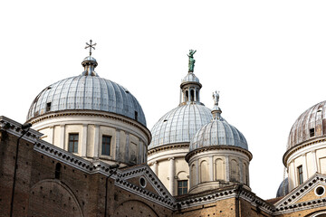 Obraz premium Basilica and Abbey of Santa Giustina (Saint Justina, V-XVII century) in Padua downtown (Padova), Prato della Valle square, Veneto, Italy, Europe. Isolated on white or transparent background. Png.