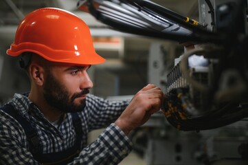 Factory worker. Man working on the production line.