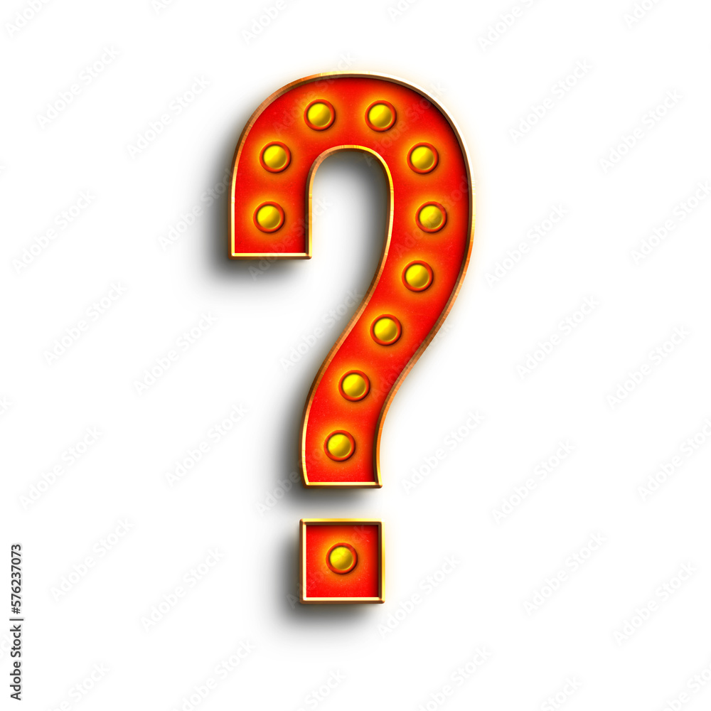 Poster broadway show lights question mark. this is a part of a set which also includes letters, numbers, cu