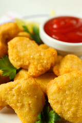Concept of tasty fast or junk food, nuggets