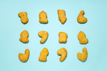Concept of tasty fast food, nuggets, top view